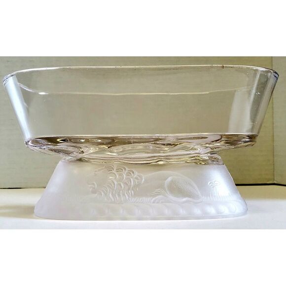 EAPG Frosted Lion Compote Base Gillinder & Sons Early American Pressed Glass - Picture 1 of 9